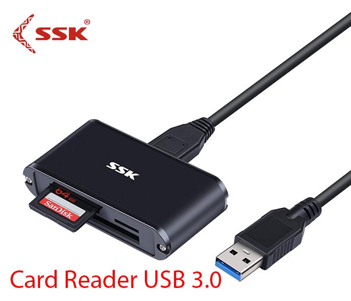 Đầu đọc thẻ Card reader đa năng CF SD TF USB 3.0 SSK SCRM630-2