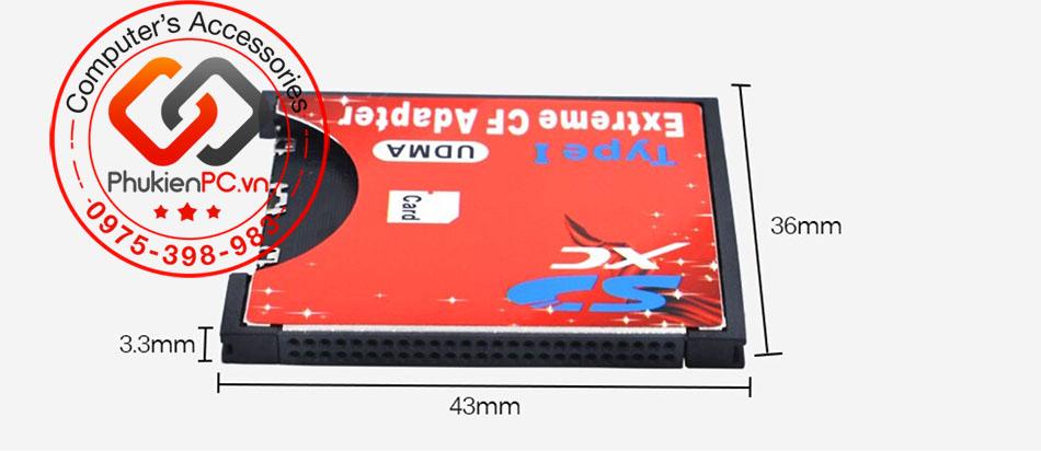 Adapter thẻ nhớ SD sang CF Type I-3