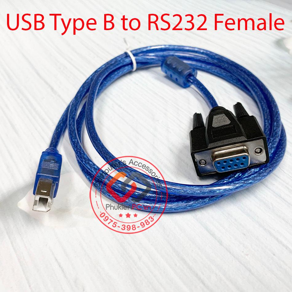 Dây cáp USB Type B to RS232 Female cho máy in, máy đếm tần số
